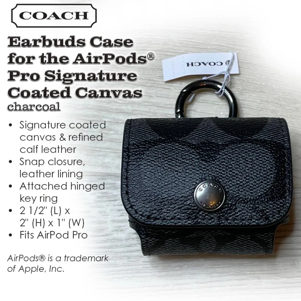 Coach Earbuds Case for the AirPods® Pro Signature Coated Canvas charcoal - Picture 1 of 9